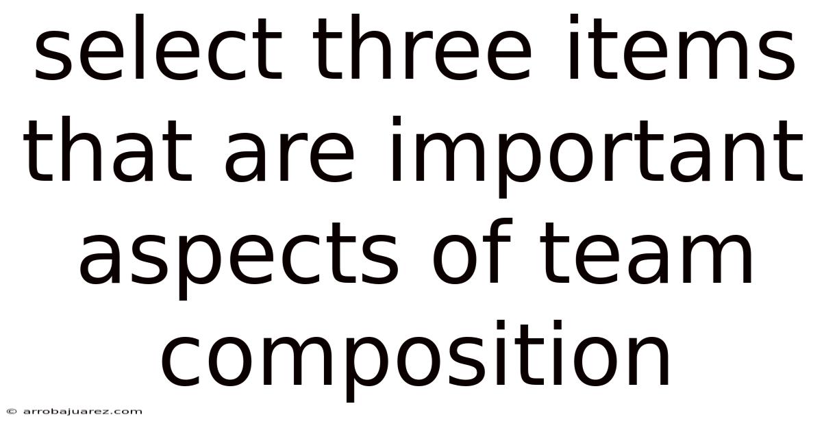 Select Three Items That Are Important Aspects Of Team Composition