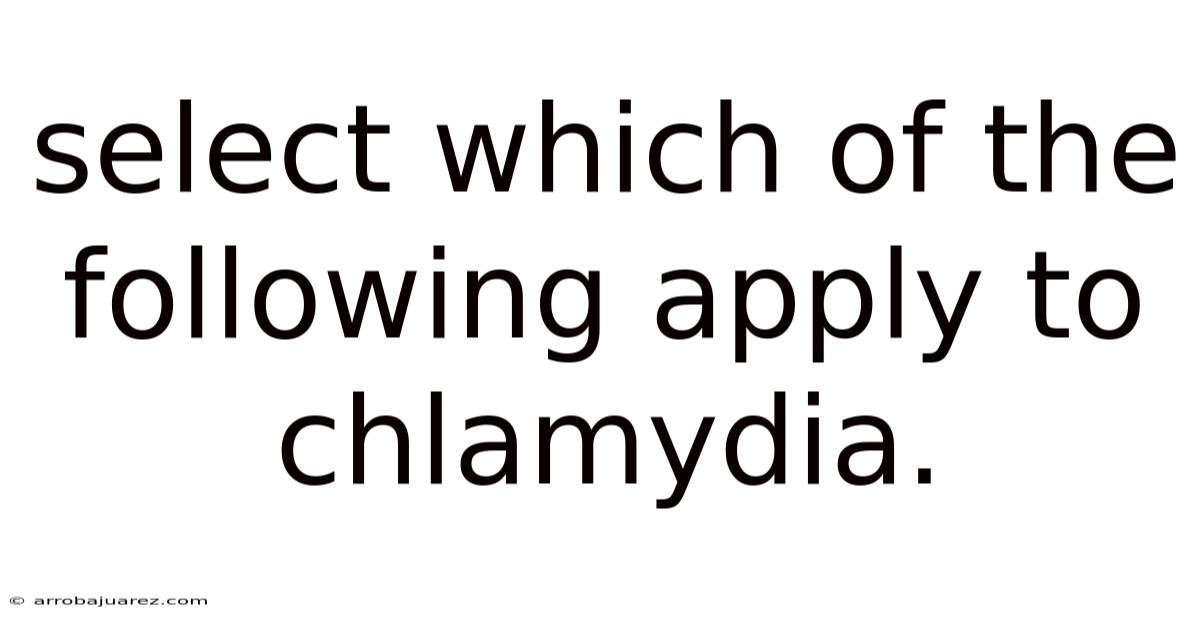 Select Which Of The Following Apply To Chlamydia.