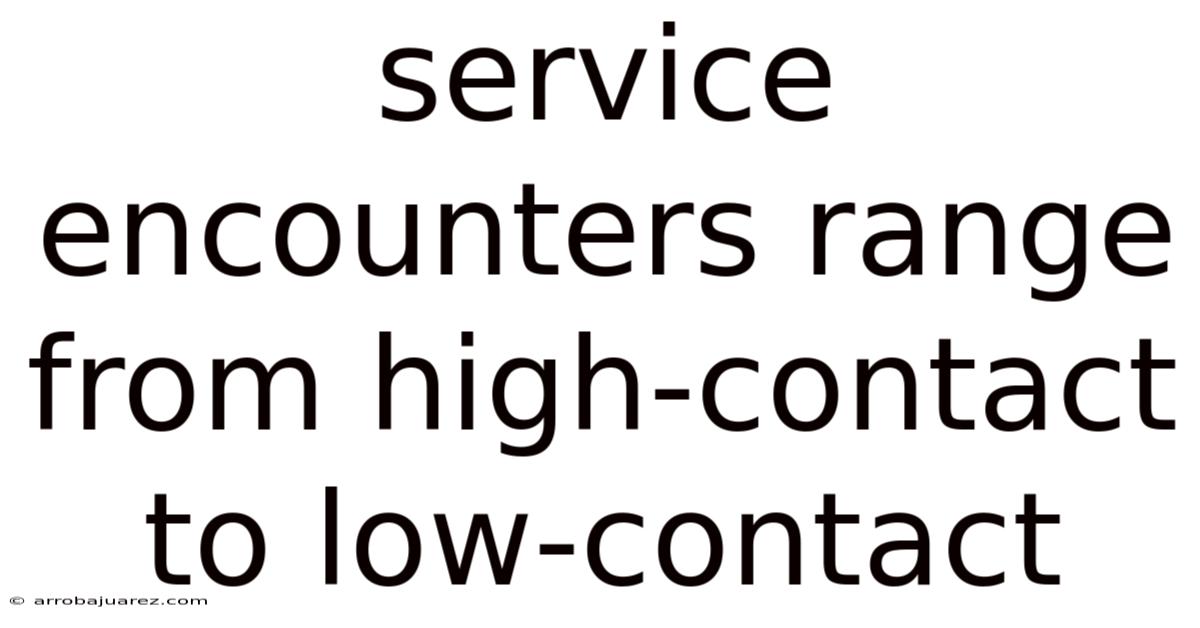 Service Encounters Range From High-contact To Low-contact