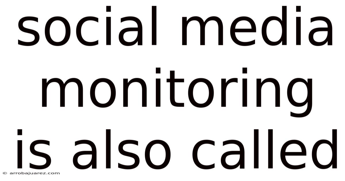 Social Media Monitoring Is Also Called