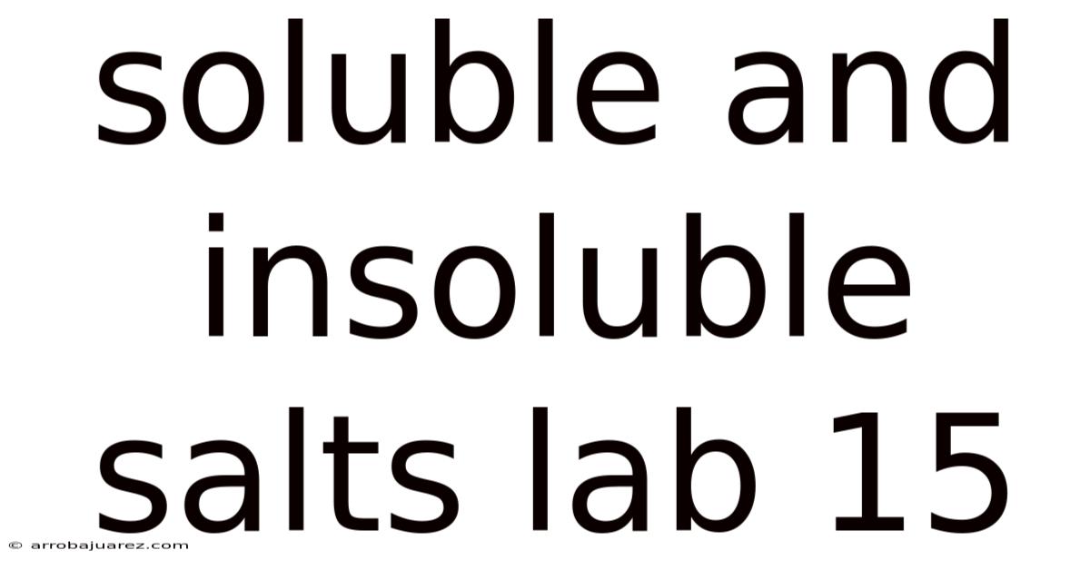Soluble And Insoluble Salts Lab 15
