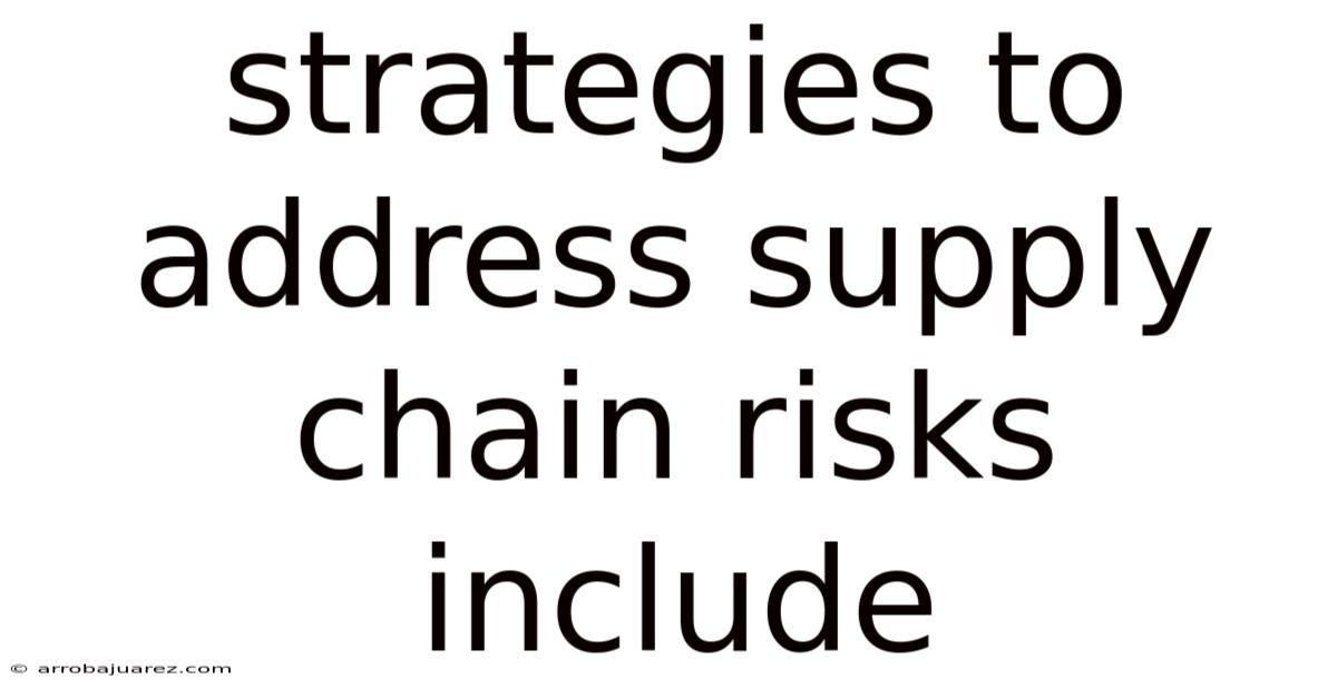 Strategies To Address Supply Chain Risks Include