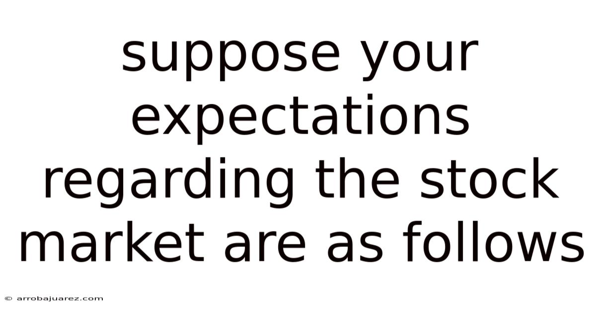 Suppose Your Expectations Regarding The Stock Market Are As Follows