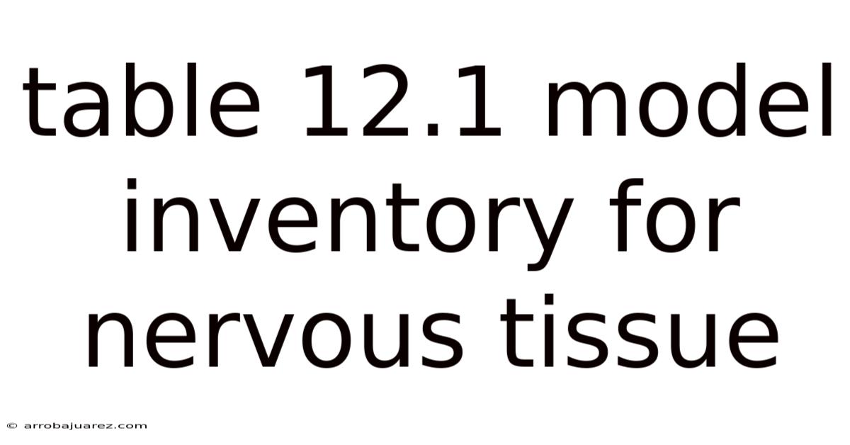 Table 12.1 Model Inventory For Nervous Tissue