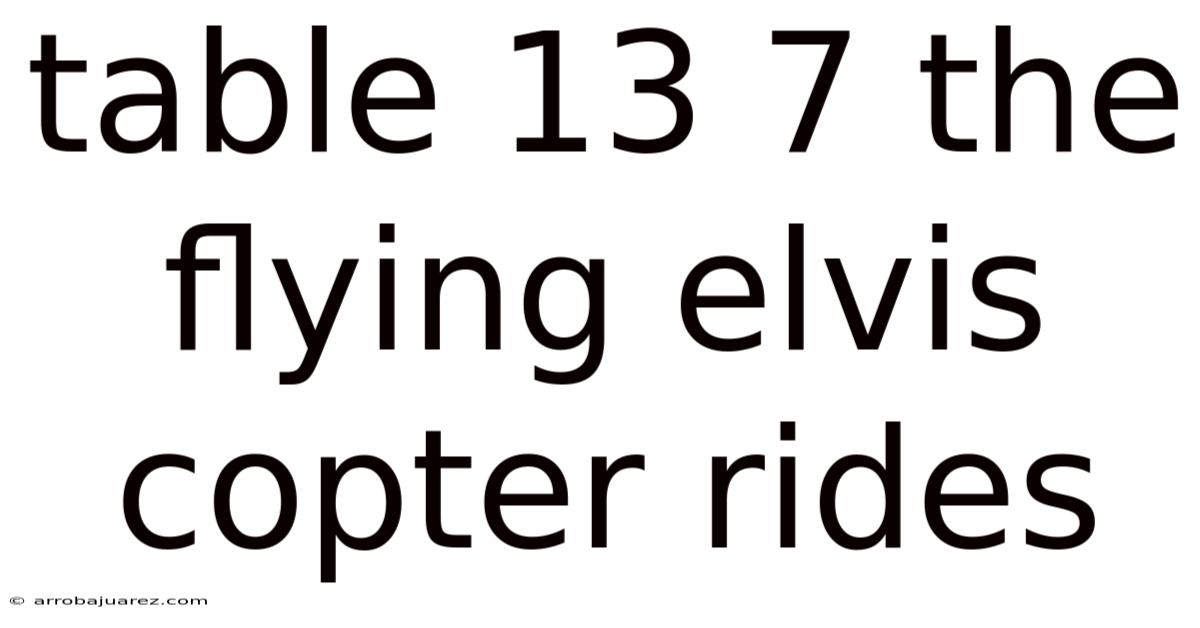 Table 13 7 The Flying Elvis Copter Rides