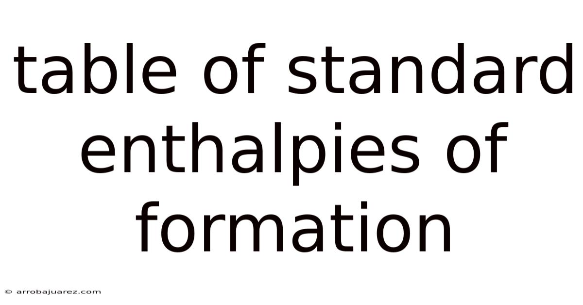 Table Of Standard Enthalpies Of Formation