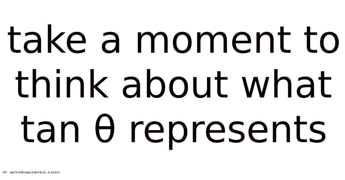 Take A Moment To Think About What Tan Θ Represents