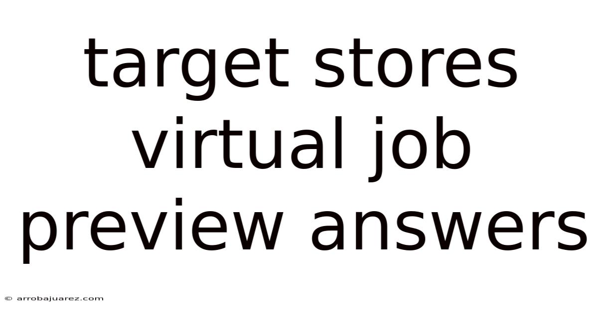 Target Stores Virtual Job Preview Answers