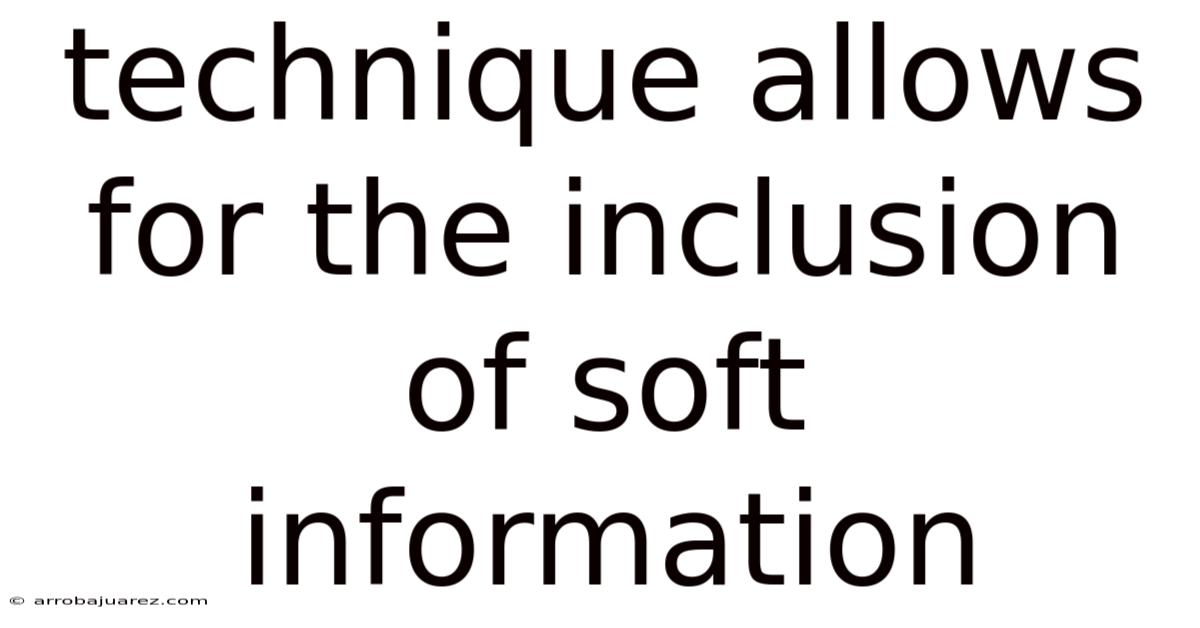 Technique Allows For The Inclusion Of Soft Information