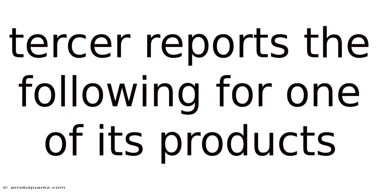 Tercer Reports The Following For One Of Its Products