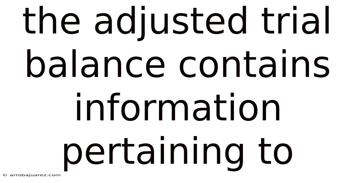 The Adjusted Trial Balance Contains Information Pertaining To