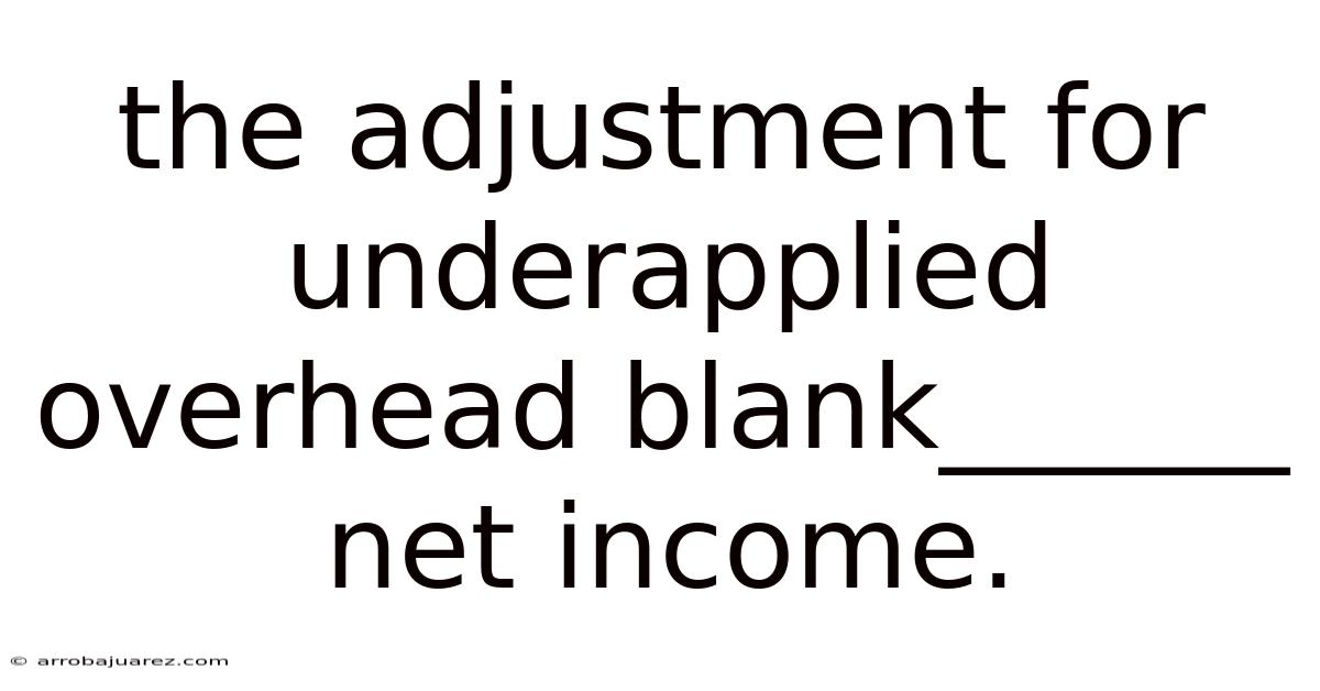The Adjustment For Underapplied Overhead Blank______ Net Income.