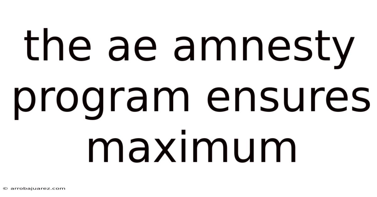The Ae Amnesty Program Ensures Maximum