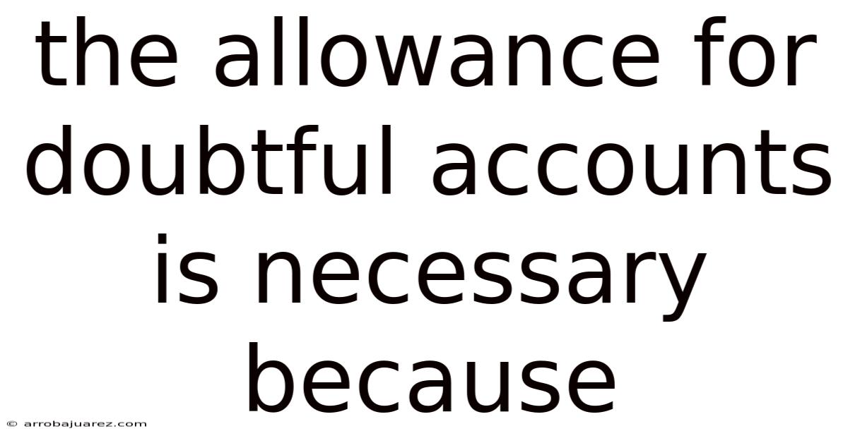 The Allowance For Doubtful Accounts Is Necessary Because