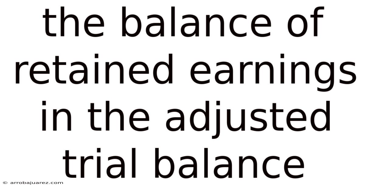 The Balance Of Retained Earnings In The Adjusted Trial Balance