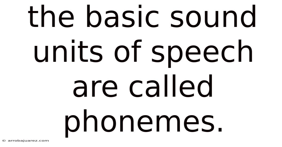 The Basic Sound Units Of Speech Are Called Phonemes.