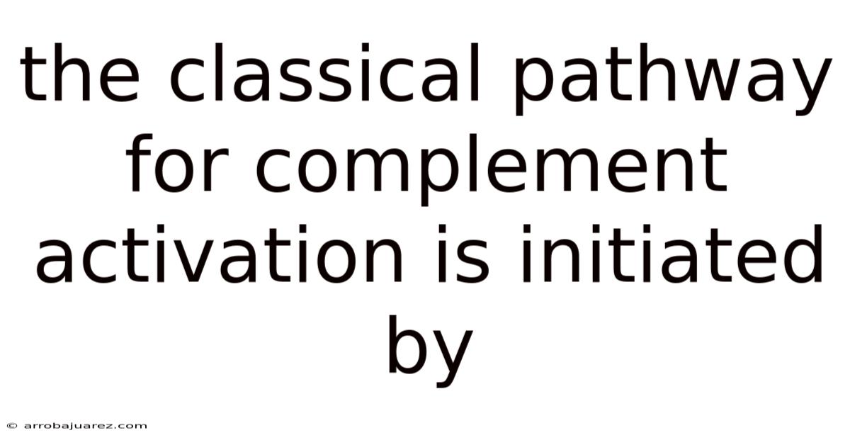 The Classical Pathway For Complement Activation Is Initiated By