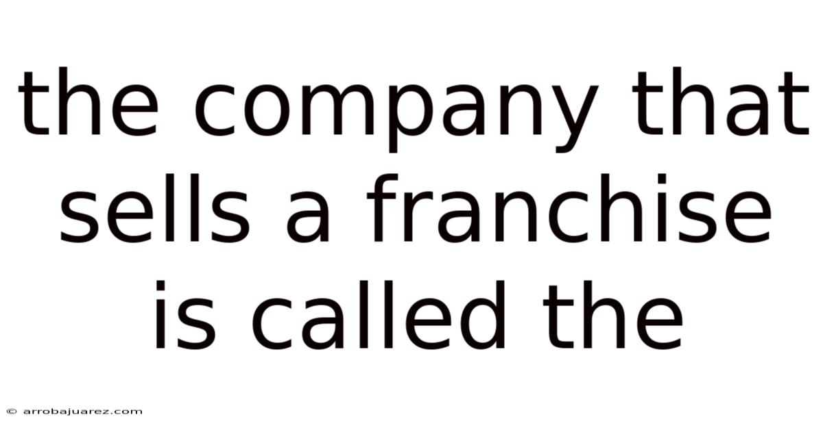 The Company That Sells A Franchise Is Called The