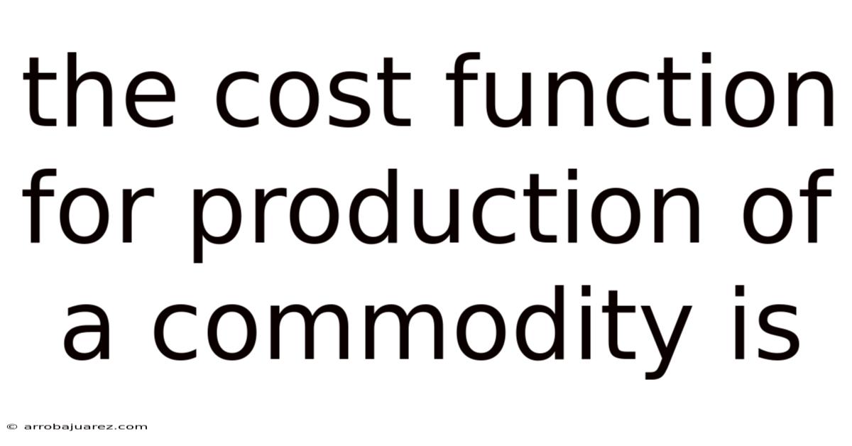 The Cost Function For Production Of A Commodity Is