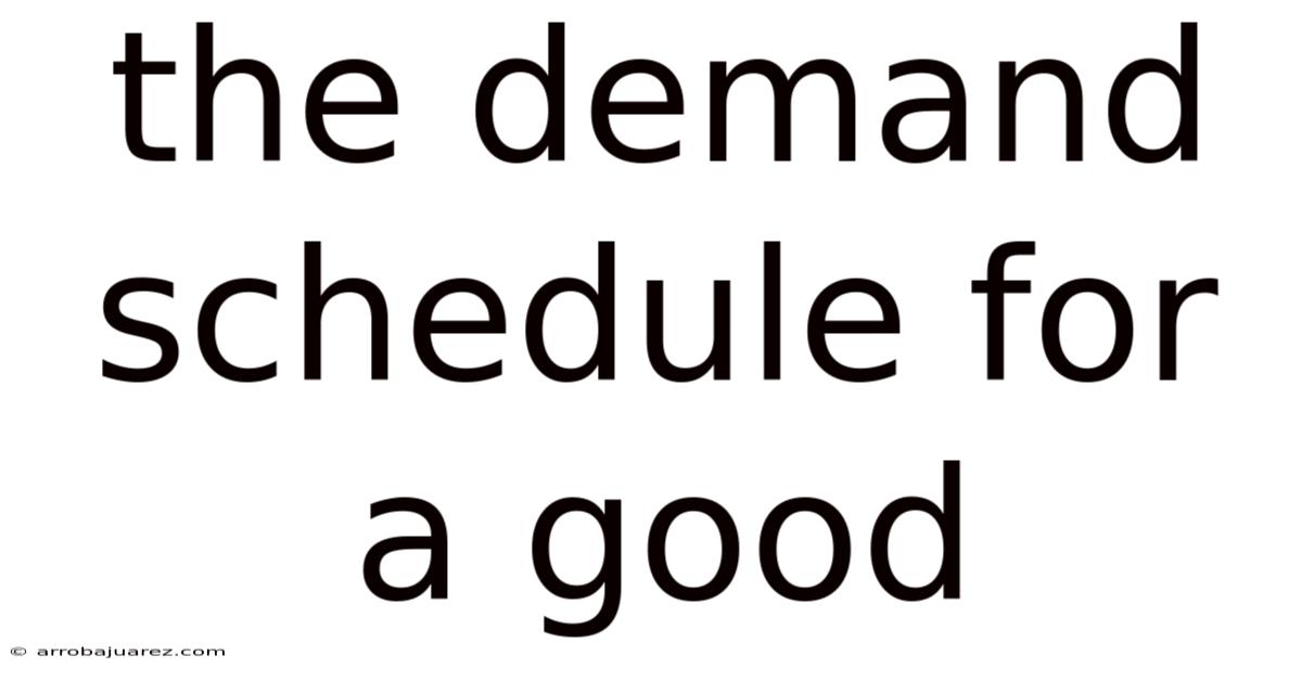 The Demand Schedule For A Good