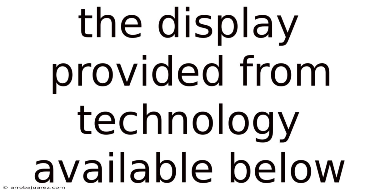 The Display Provided From Technology Available Below