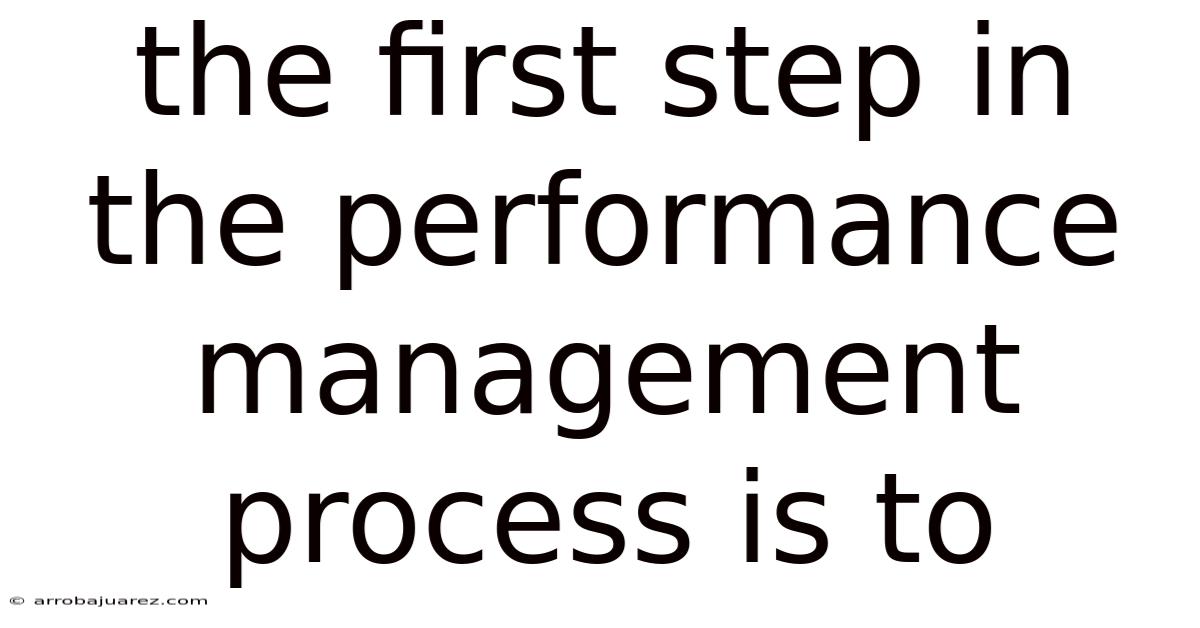 The First Step In The Performance Management Process Is To