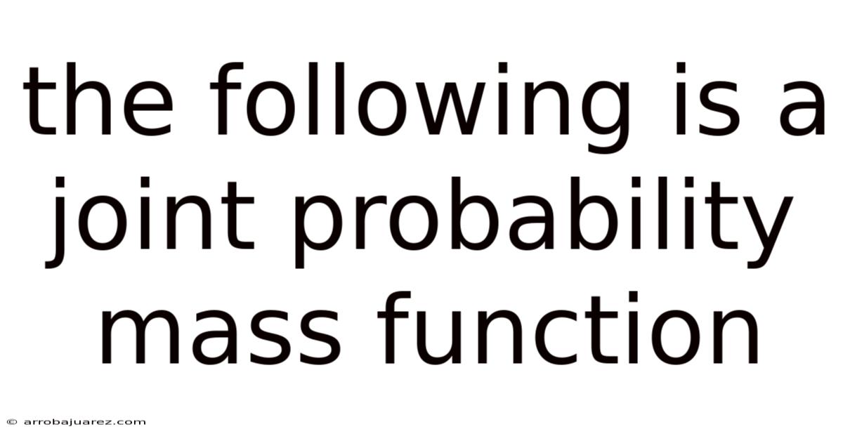 The Following Is A Joint Probability Mass Function