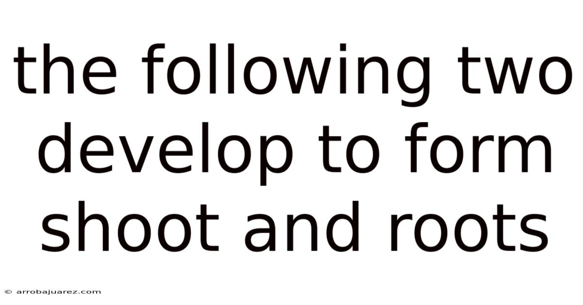 The Following Two Develop To Form Shoot And Roots