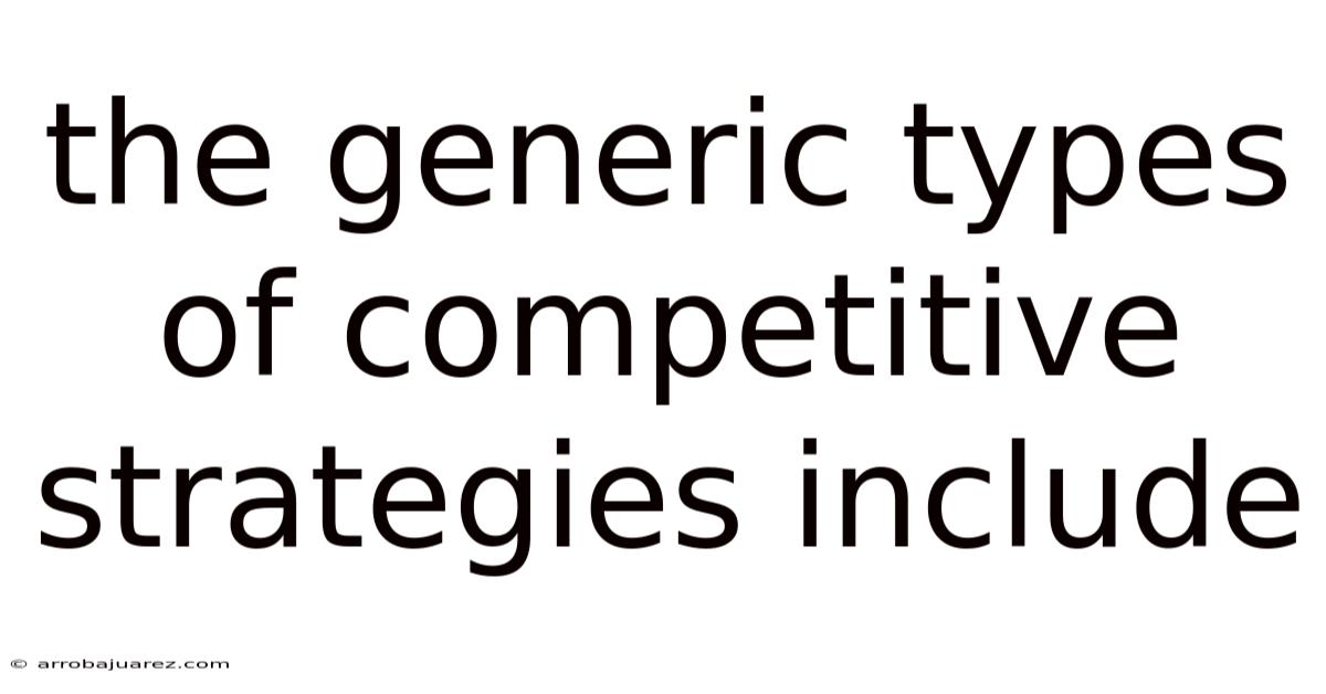 The Generic Types Of Competitive Strategies Include