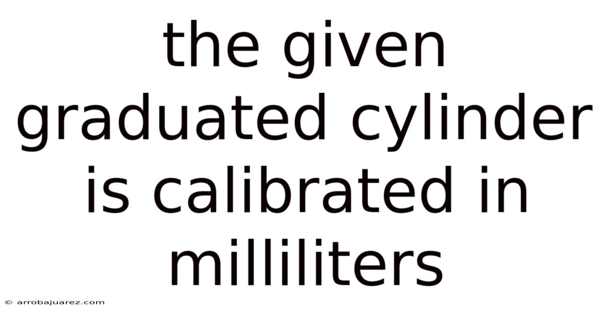 The Given Graduated Cylinder Is Calibrated In Milliliters