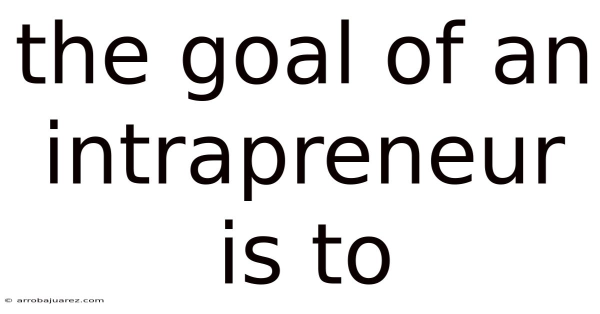 The Goal Of An Intrapreneur Is To