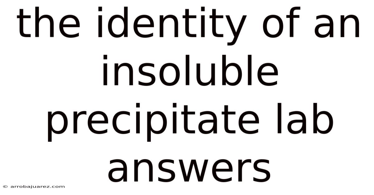 The Identity Of An Insoluble Precipitate Lab Answers