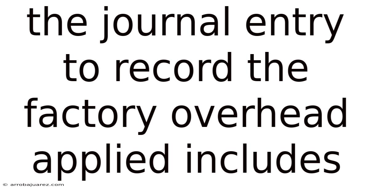 The Journal Entry To Record The Factory Overhead Applied Includes