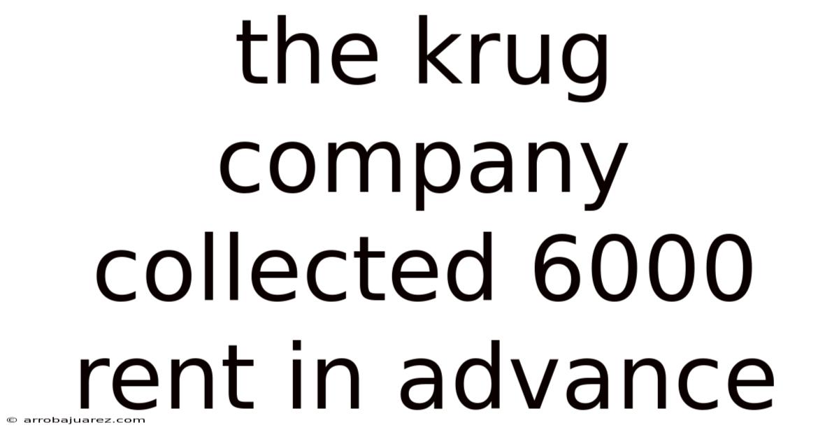 The Krug Company Collected 6000 Rent In Advance