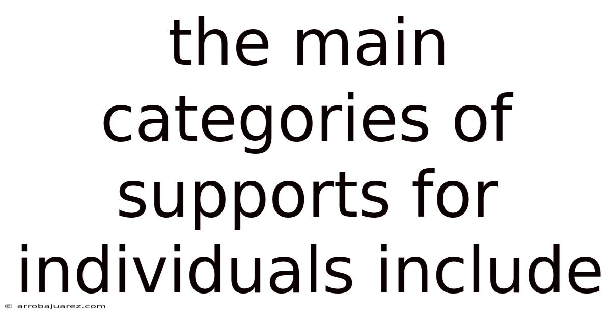 The Main Categories Of Supports For Individuals Include