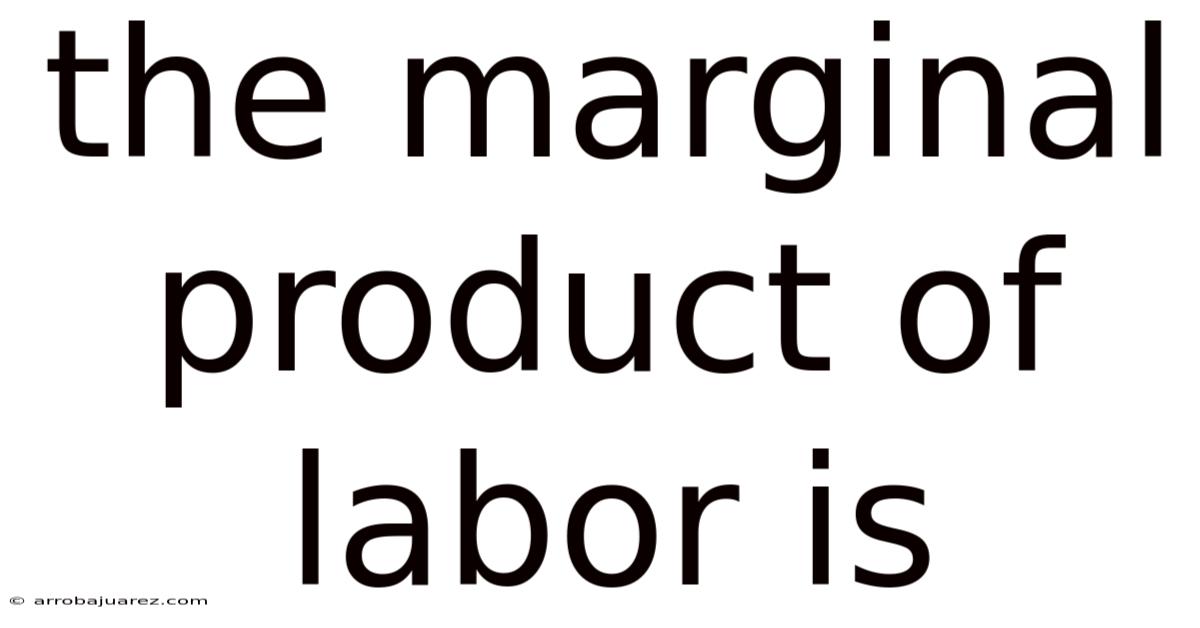 The Marginal Product Of Labor Is