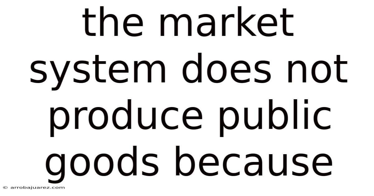 The Market System Does Not Produce Public Goods Because
