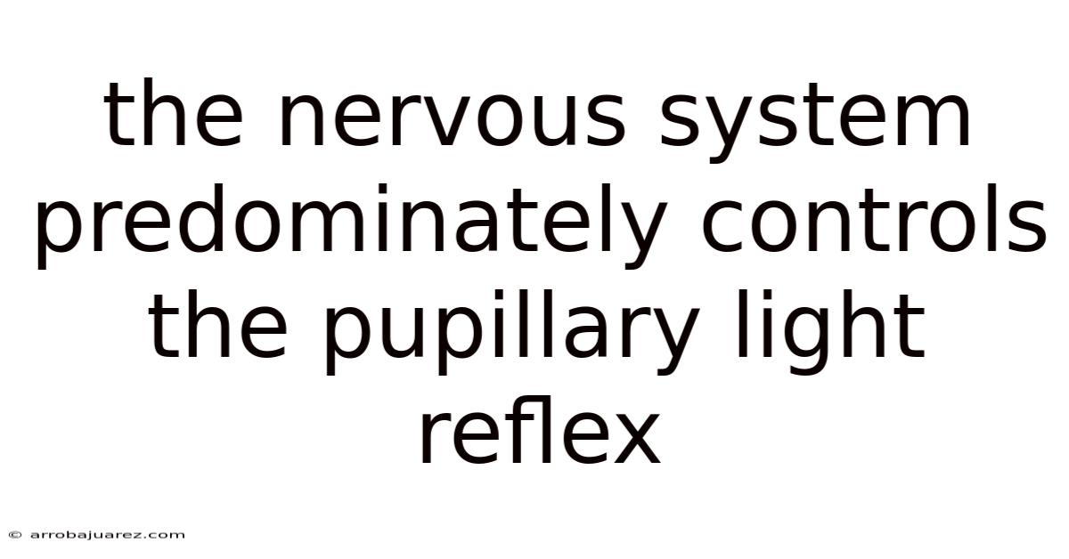 The Nervous System Predominately Controls The Pupillary Light Reflex