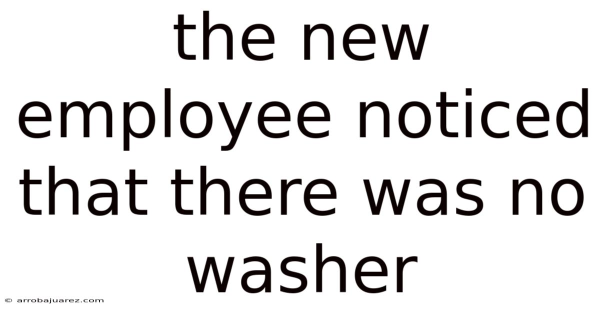 The New Employee Noticed That There Was No Washer