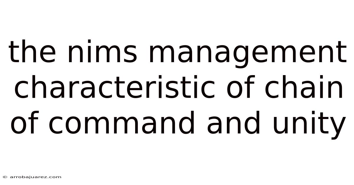 The Nims Management Characteristic Of Chain Of Command And Unity