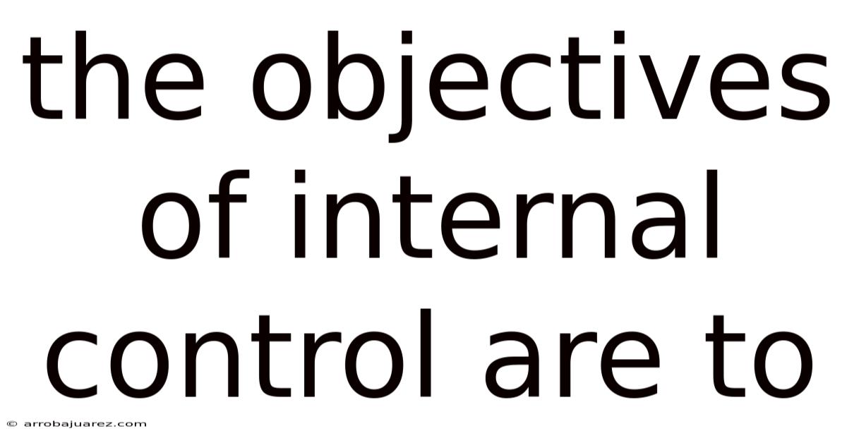 The Objectives Of Internal Control Are To