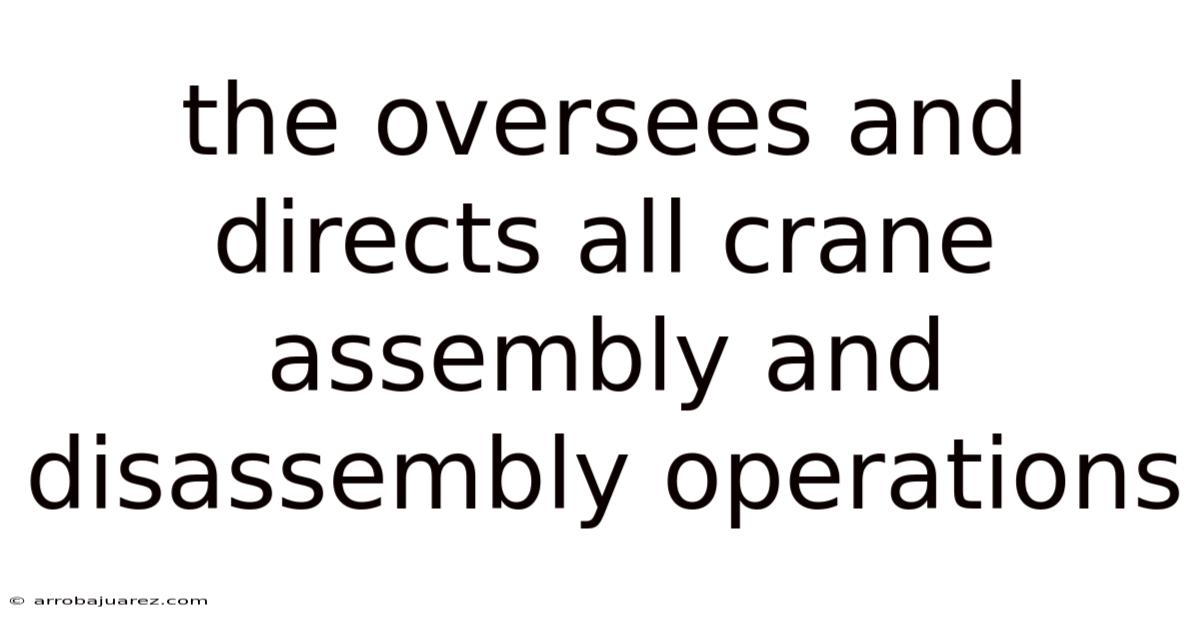 The Oversees And Directs All Crane Assembly And Disassembly Operations