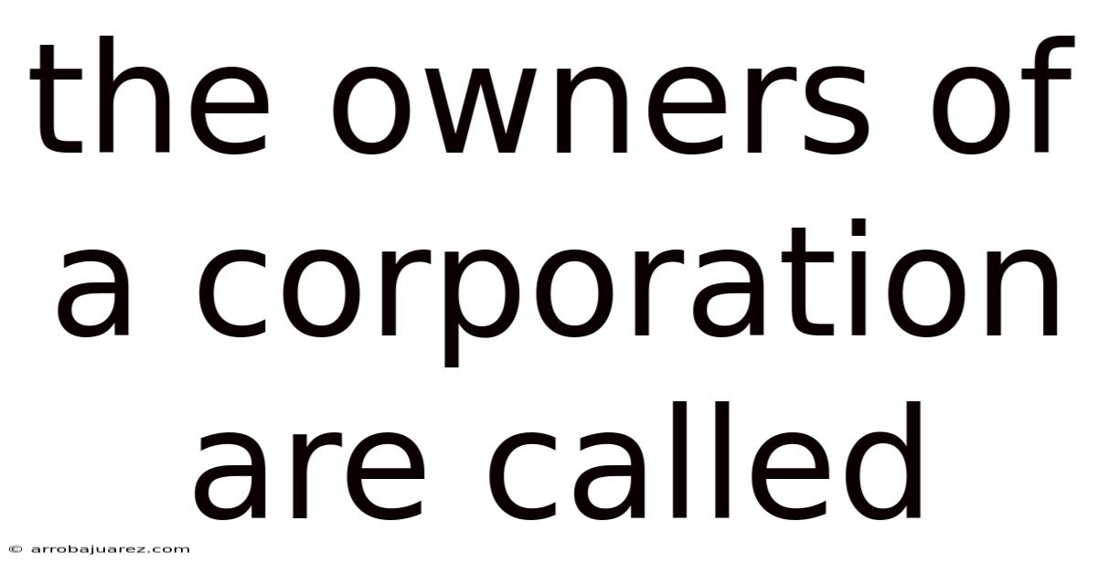 The Owners Of A Corporation Are Called
