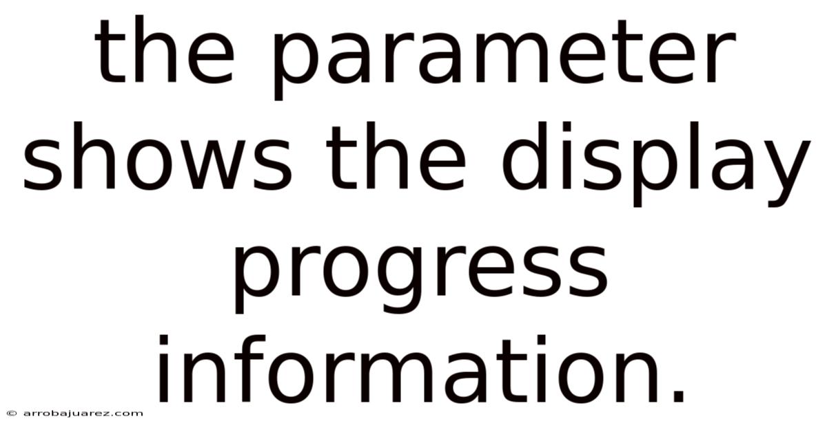 The Parameter Shows The Display Progress Information.