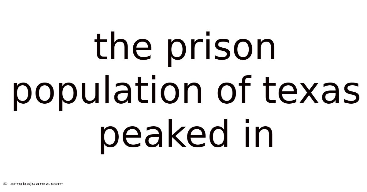 The Prison Population Of Texas Peaked In