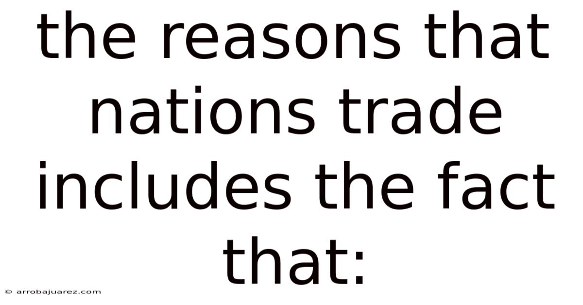 The Reasons That Nations Trade Includes The Fact That: