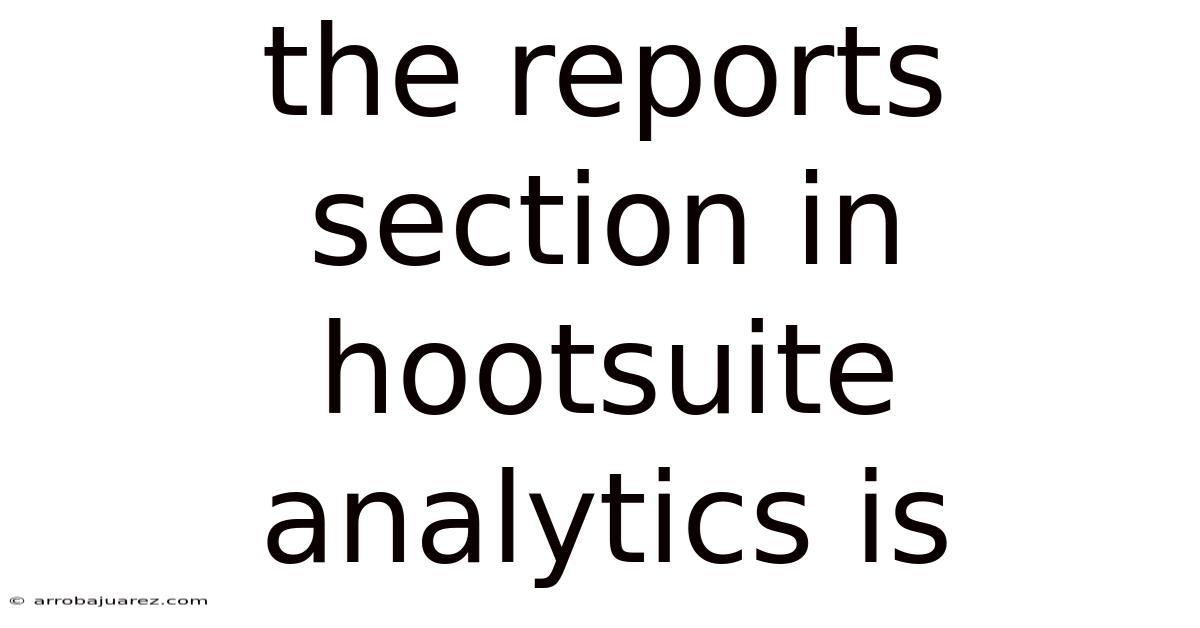 The Reports Section In Hootsuite Analytics Is
