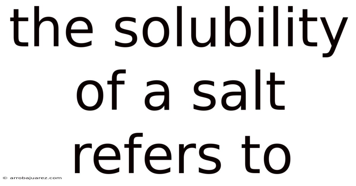 The Solubility Of A Salt Refers To