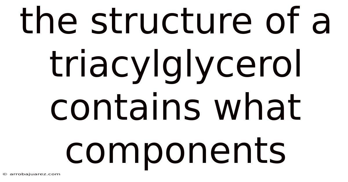 The Structure Of A Triacylglycerol Contains What Components
