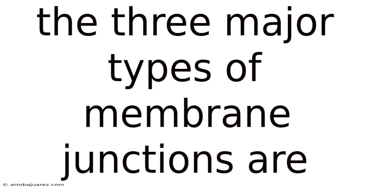 The Three Major Types Of Membrane Junctions Are